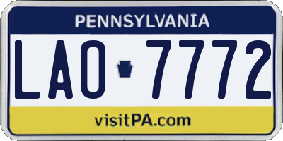 PA license plate LAO7772