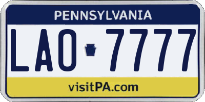 PA license plate LAO7777