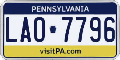 PA license plate LAO7796