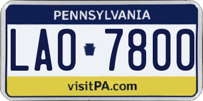 PA license plate LAO7800