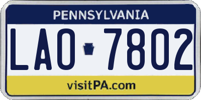 PA license plate LAO7802
