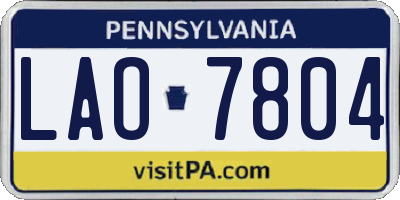 PA license plate LAO7804
