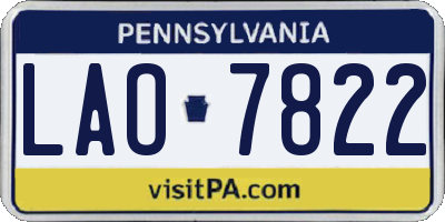 PA license plate LAO7822