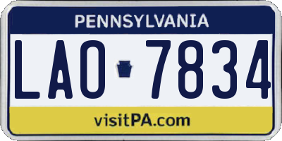 PA license plate LAO7834
