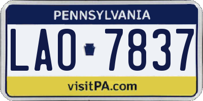 PA license plate LAO7837