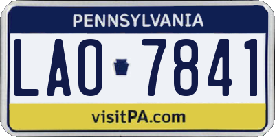 PA license plate LAO7841