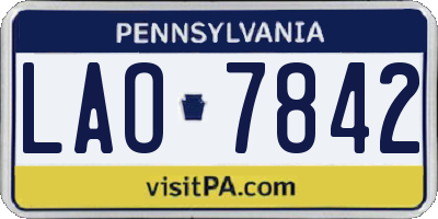 PA license plate LAO7842