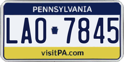 PA license plate LAO7845