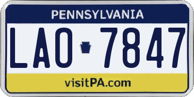PA license plate LAO7847
