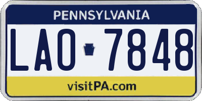 PA license plate LAO7848