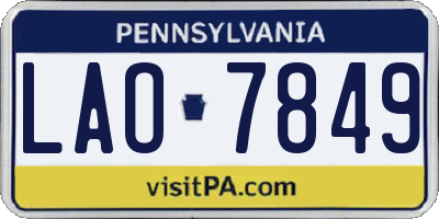 PA license plate LAO7849