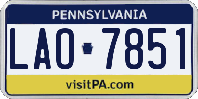 PA license plate LAO7851