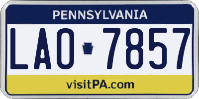 PA license plate LAO7857