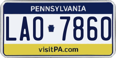 PA license plate LAO7860