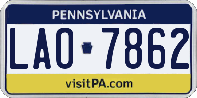 PA license plate LAO7862
