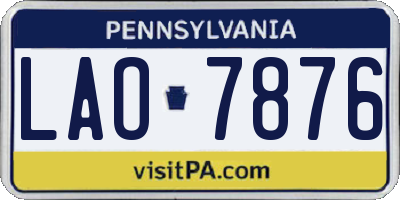 PA license plate LAO7876