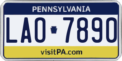 PA license plate LAO7890
