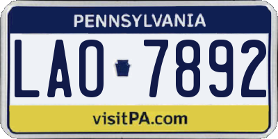 PA license plate LAO7892
