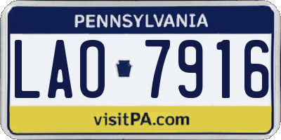 PA license plate LAO7916