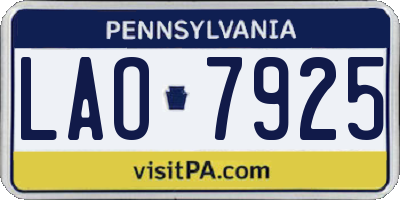PA license plate LAO7925