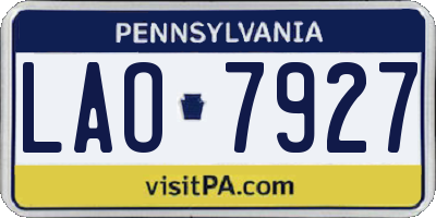 PA license plate LAO7927