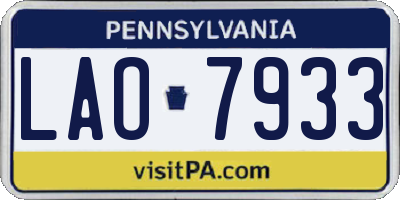 PA license plate LAO7933
