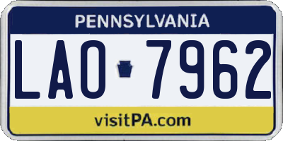 PA license plate LAO7962