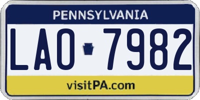 PA license plate LAO7982