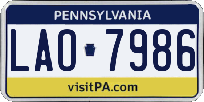 PA license plate LAO7986