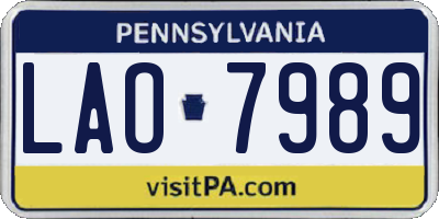 PA license plate LAO7989