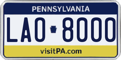 PA license plate LAO8000
