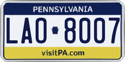 PA license plate LAO8007