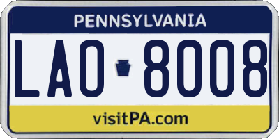 PA license plate LAO8008