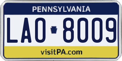 PA license plate LAO8009