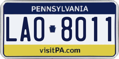 PA license plate LAO8011