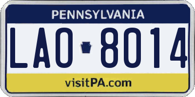 PA license plate LAO8014