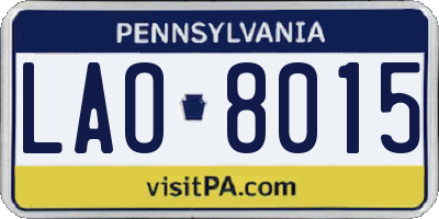 PA license plate LAO8015