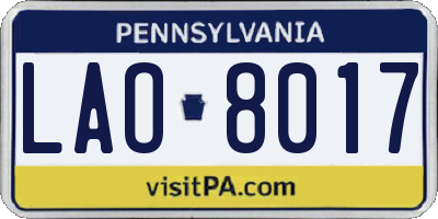 PA license plate LAO8017