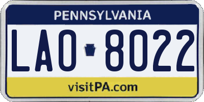 PA license plate LAO8022