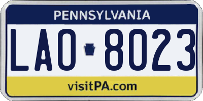 PA license plate LAO8023