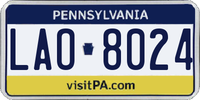 PA license plate LAO8024