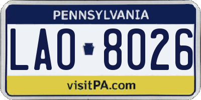 PA license plate LAO8026
