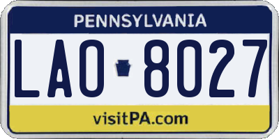 PA license plate LAO8027