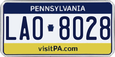 PA license plate LAO8028