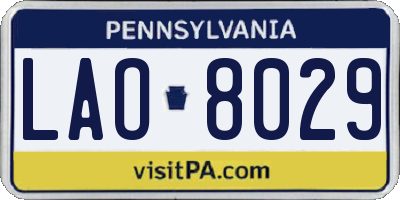 PA license plate LAO8029