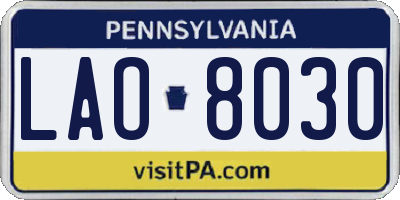 PA license plate LAO8030