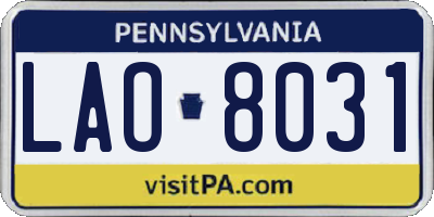 PA license plate LAO8031