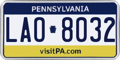 PA license plate LAO8032