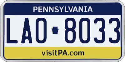 PA license plate LAO8033