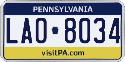 PA license plate LAO8034